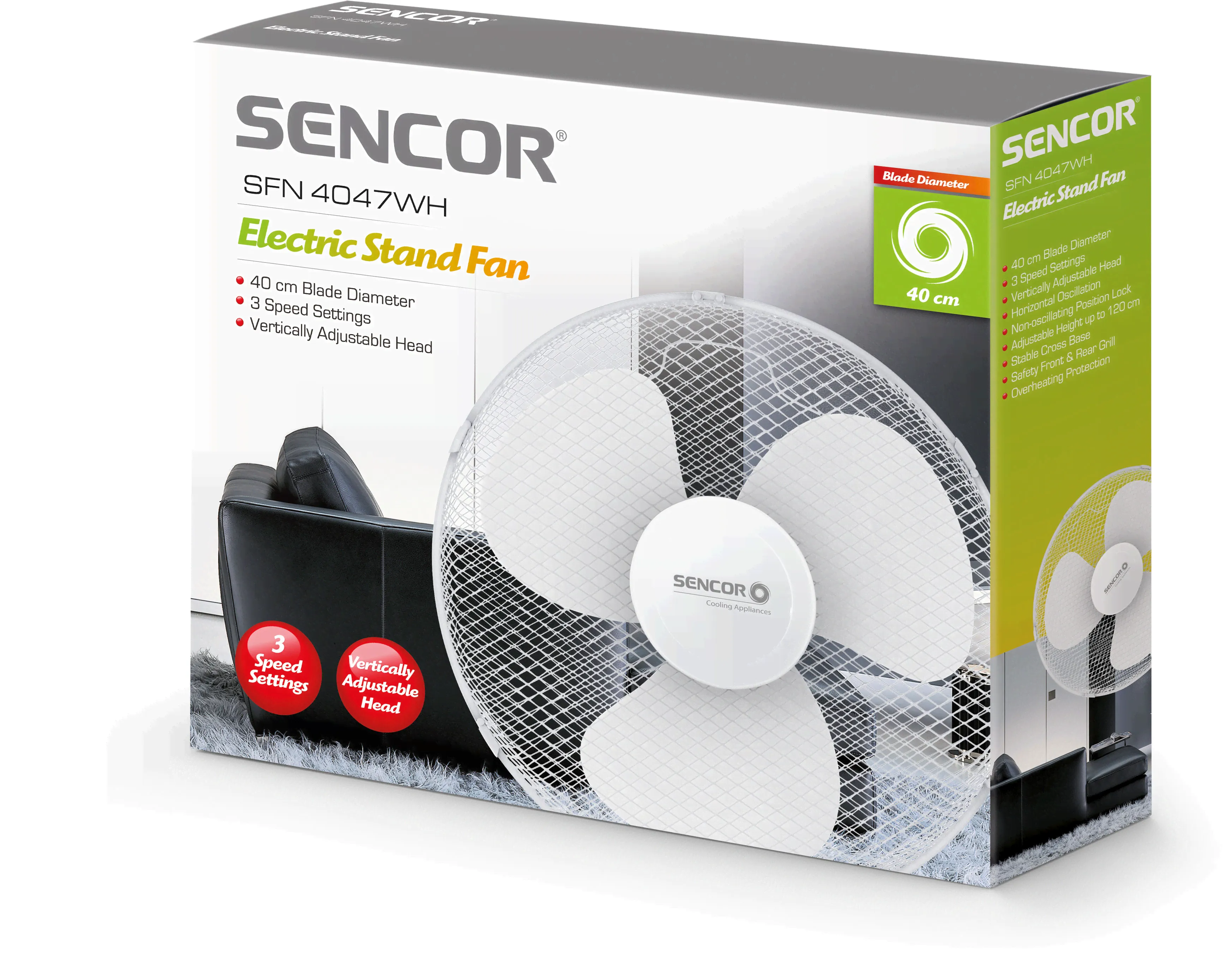 SENCOR Вентилятор на подставке SFN 4047WH-3